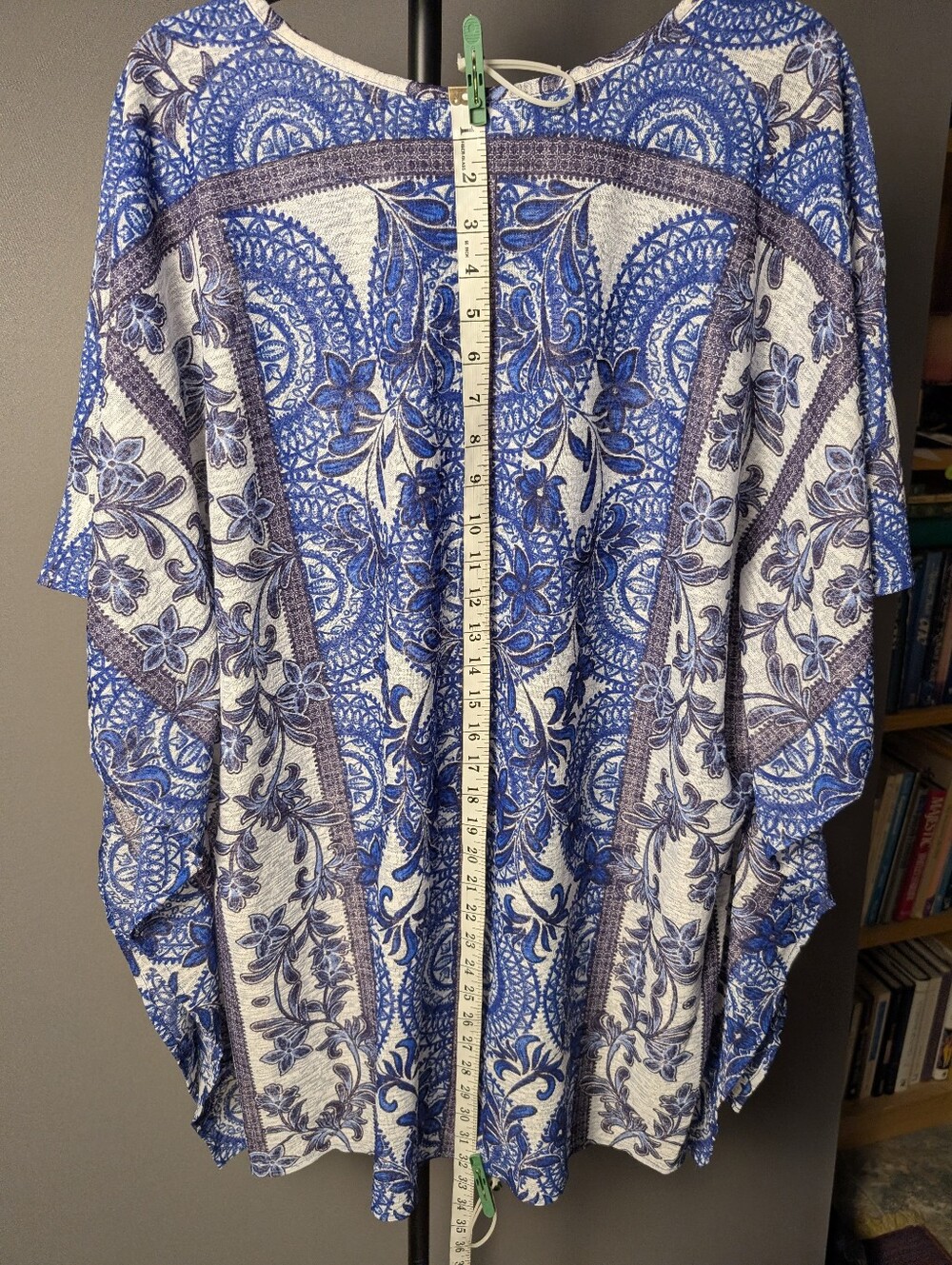 Avenue Blue Paisley Floral Flowy Dolman Tunic Top 18/20 A268 - Picture 3 of 9